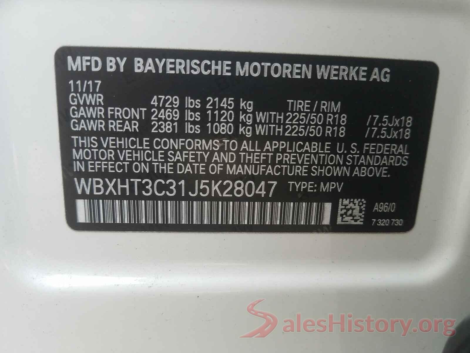 WBXHT3C31J5K28047 2018 BMW X1