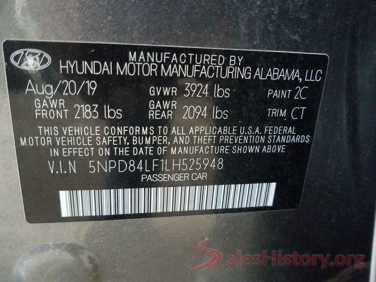 5NPD84LF1LH525948 2020 HYUNDAI ELANTRA