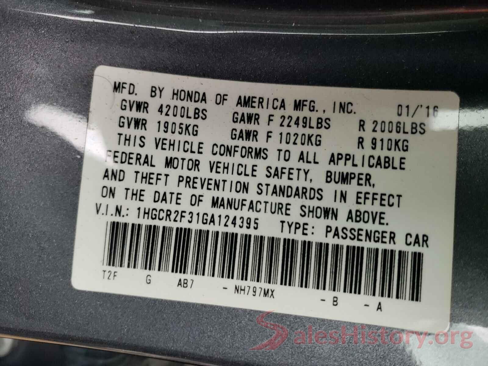 1HGCR2F31GA124395 2016 HONDA ACCORD