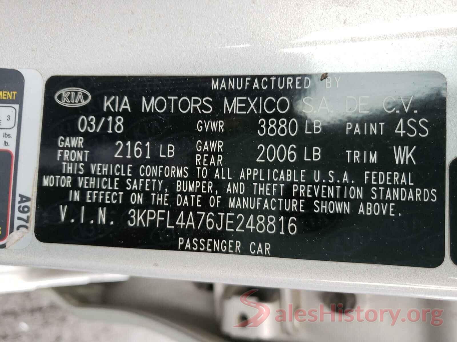 3KPFL4A76JE248816 2018 KIA FORTE