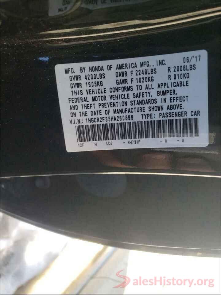 1HGCR2F35HA260899 2017 HONDA ACCORD