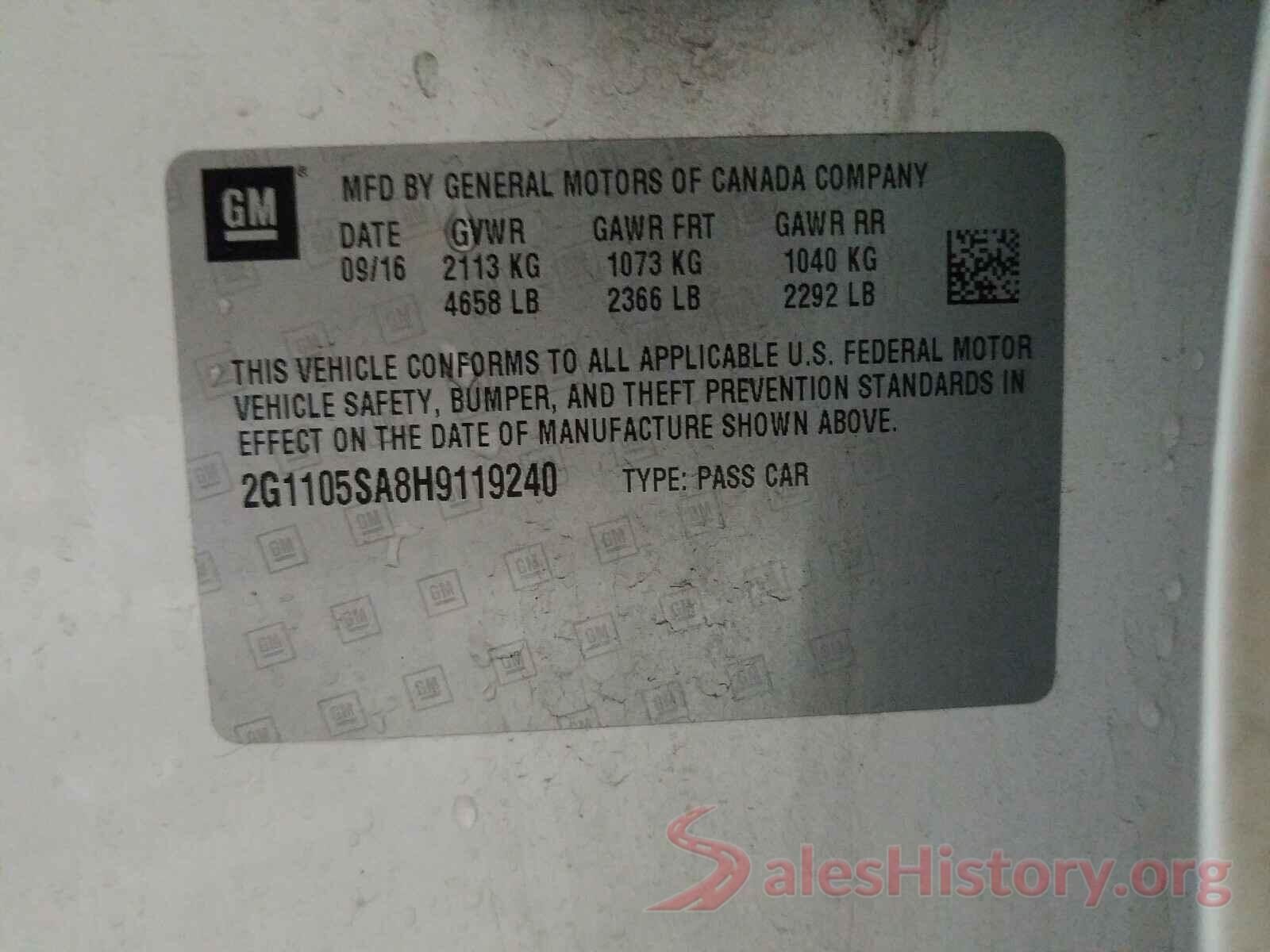 2G1105SA8H9119240 2017 CHEVROLET IMPALA