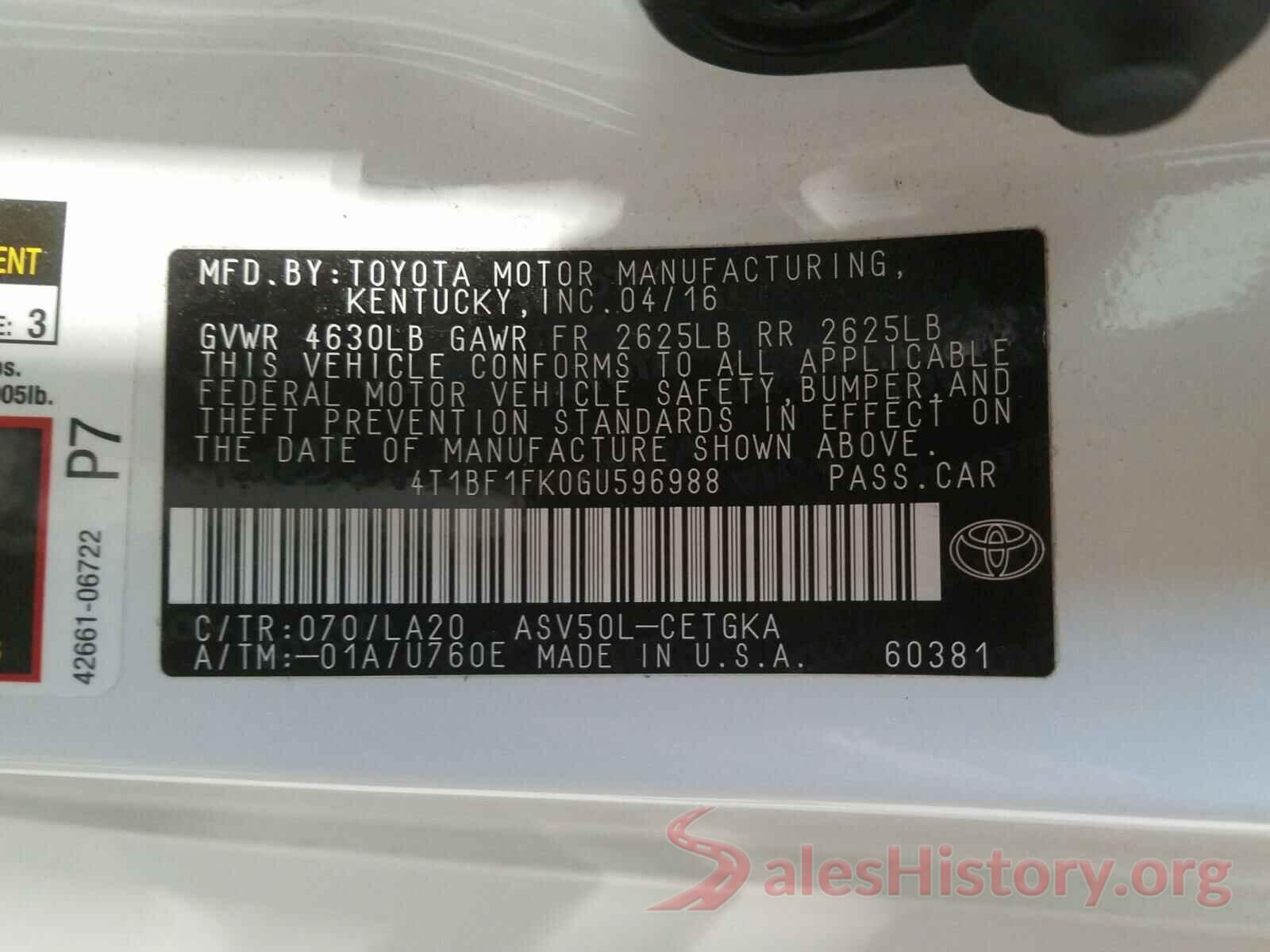 4T1BF1FK0GU596988 2016 TOYOTA CAMRY