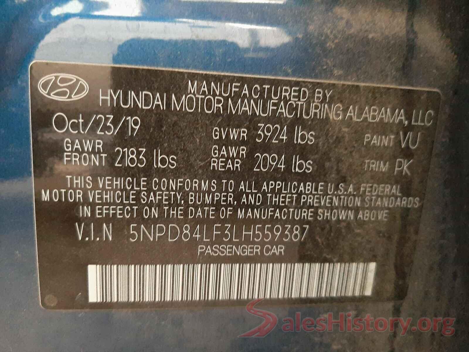 5NPD84LF3LH559387 2020 HYUNDAI ELANTRA