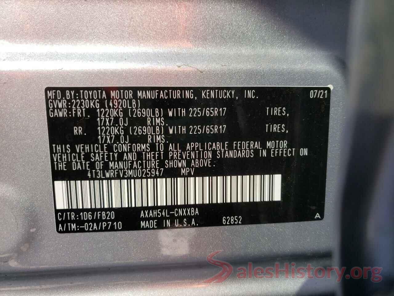 4T3LWRFV3MU025947 2021 TOYOTA RAV4