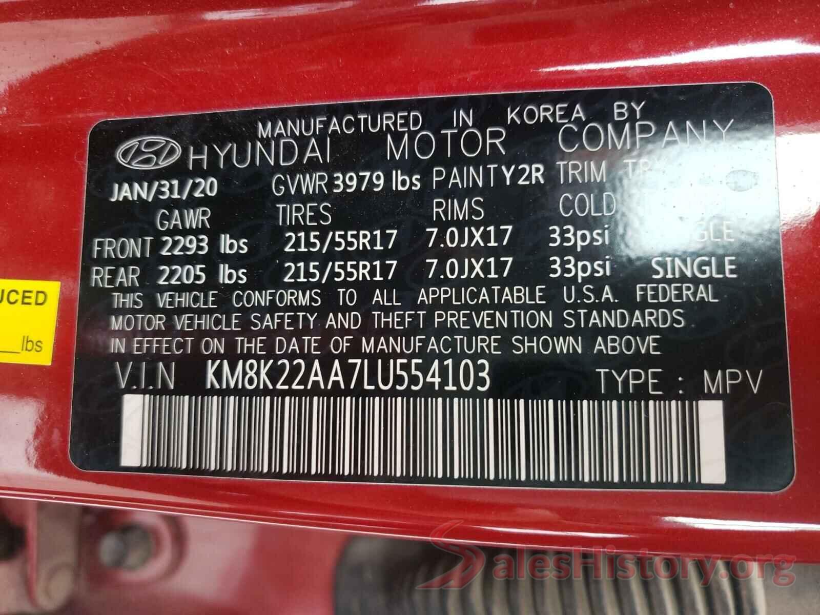 KM8K22AA7LU554103 2020 HYUNDAI KONA