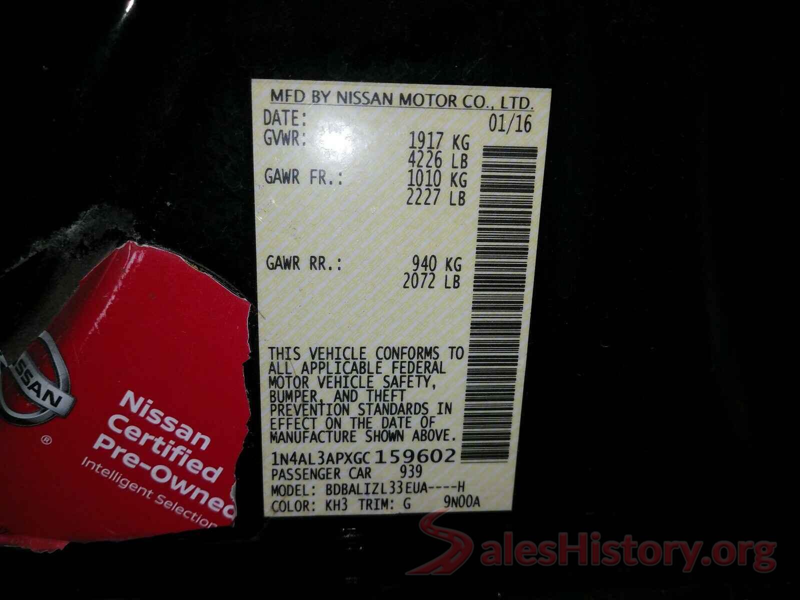 1N4AL3APXGC159602 2016 NISSAN ALTIMA