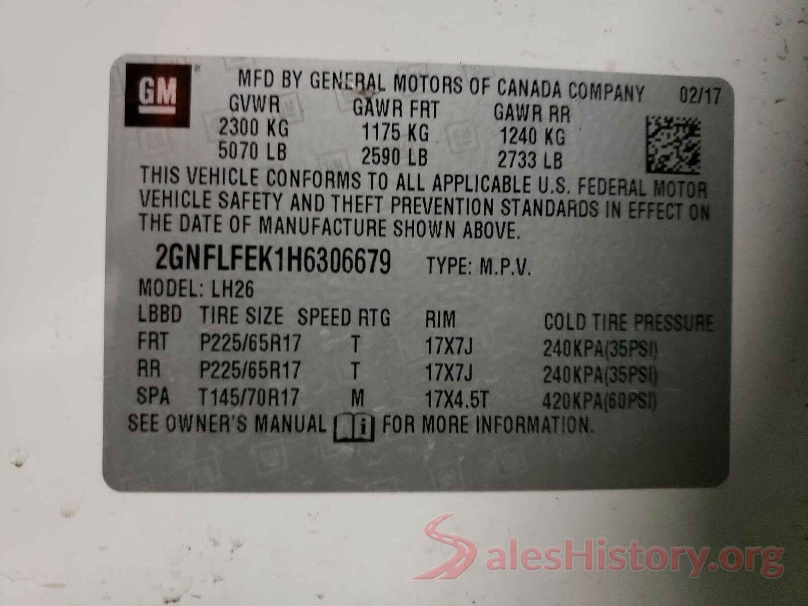 2GNFLFEK1H6306679 2017 CHEVROLET EQUINOX