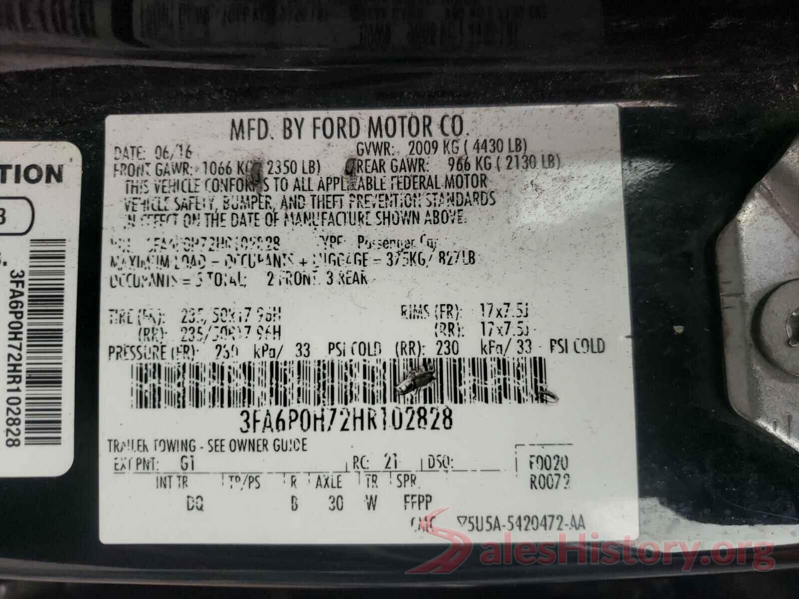 3FA6P0H72HR102828 2017 FORD FUSION