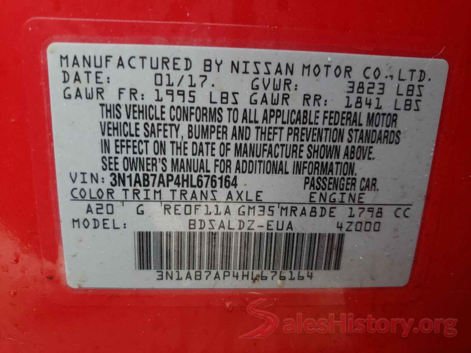 3N1AB7AP4HL676164 2017 NISSAN SENTRA