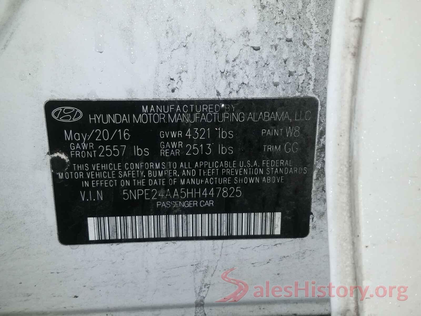 5NPE24AA5HH447825 2017 HYUNDAI SONATA