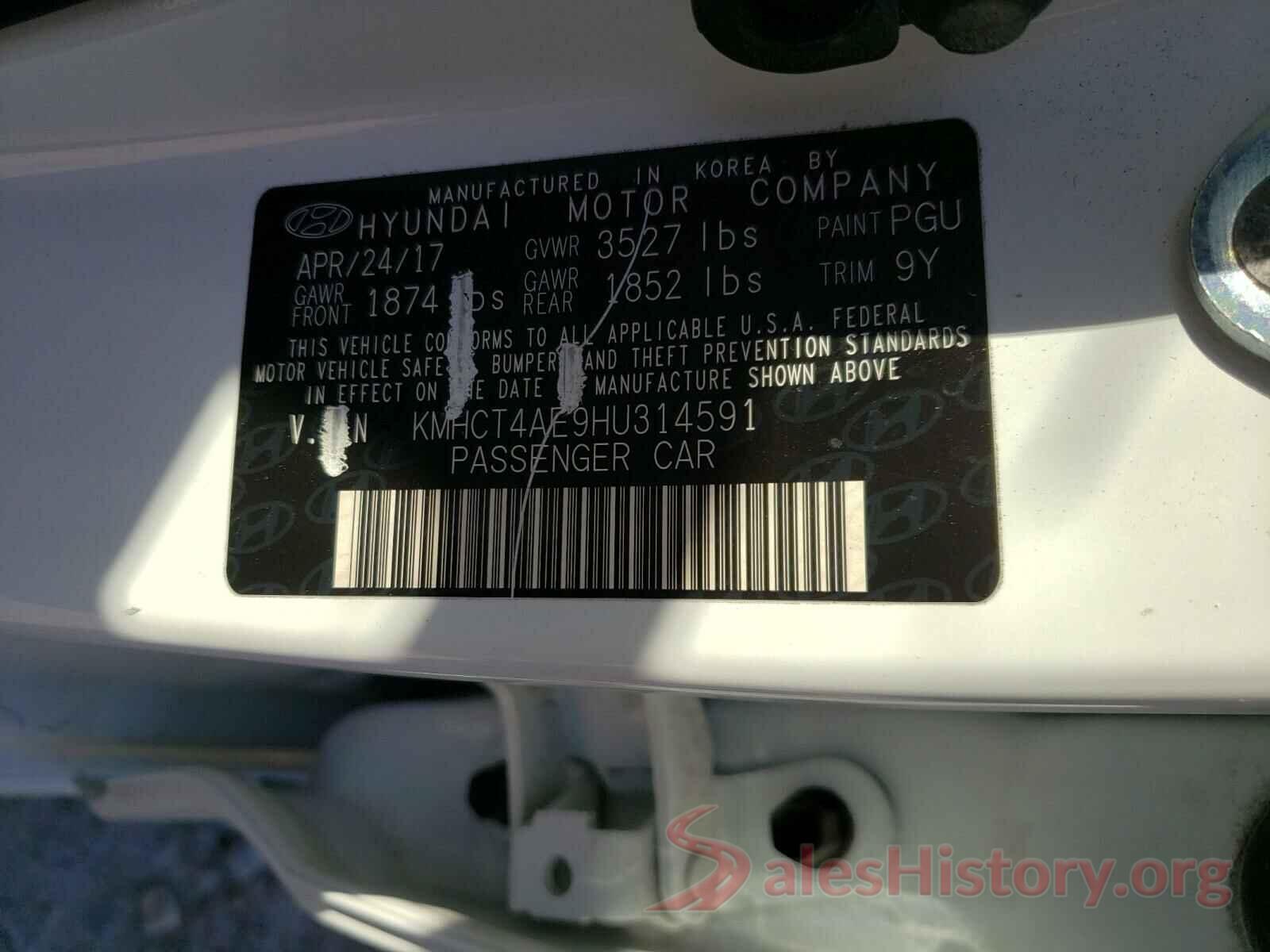 KMHCT4AE9HU314591 2017 HYUNDAI ACCENT