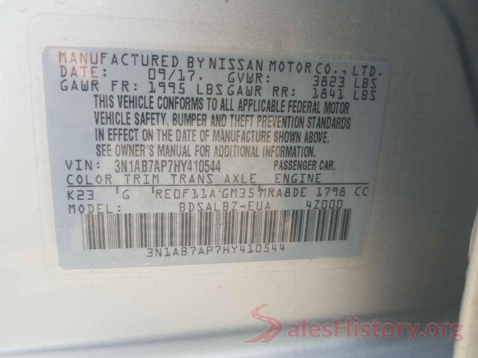 3N1AB7AP7HY410544 2017 NISSAN SENTRA