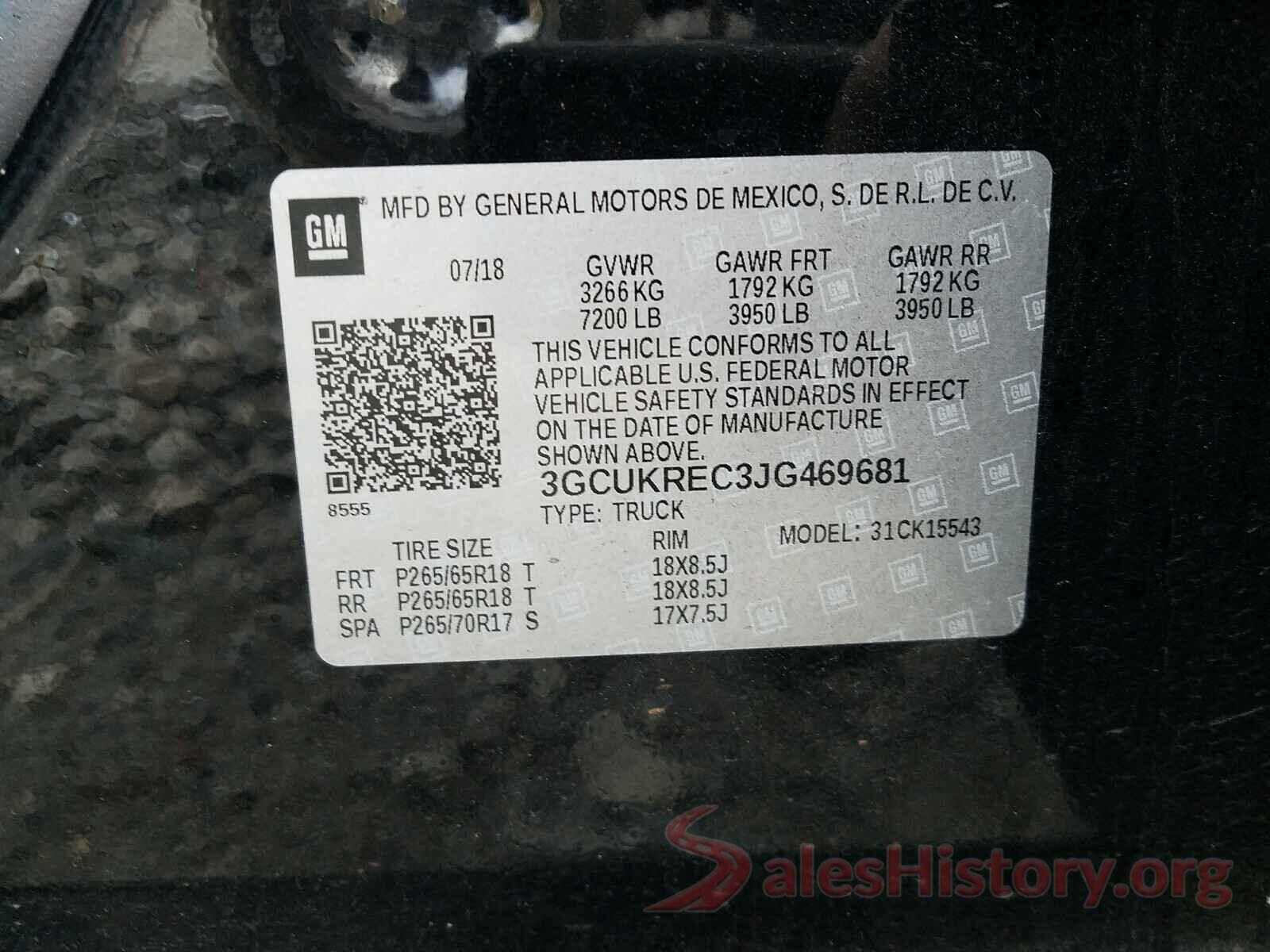 3GCUKREC3JG469681 2018 CHEVROLET SILVERADO