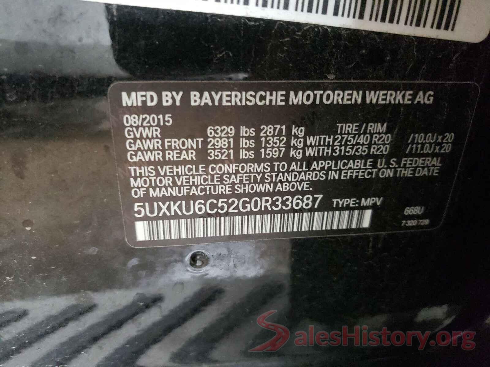 5UXKU6C52G0R33687 2016 BMW X6