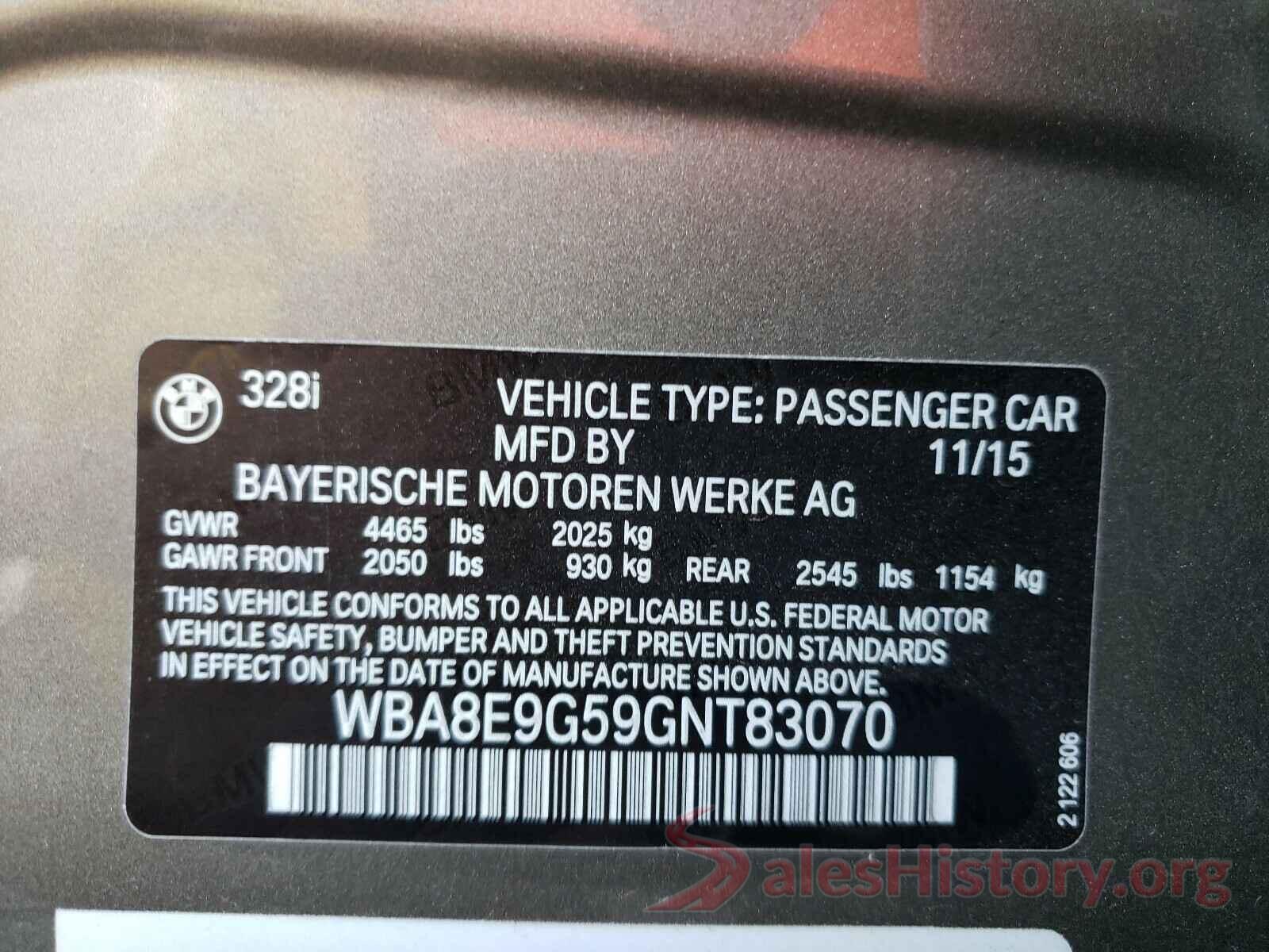 WBA8E9G59GNT83070 2016 BMW 3 SERIES