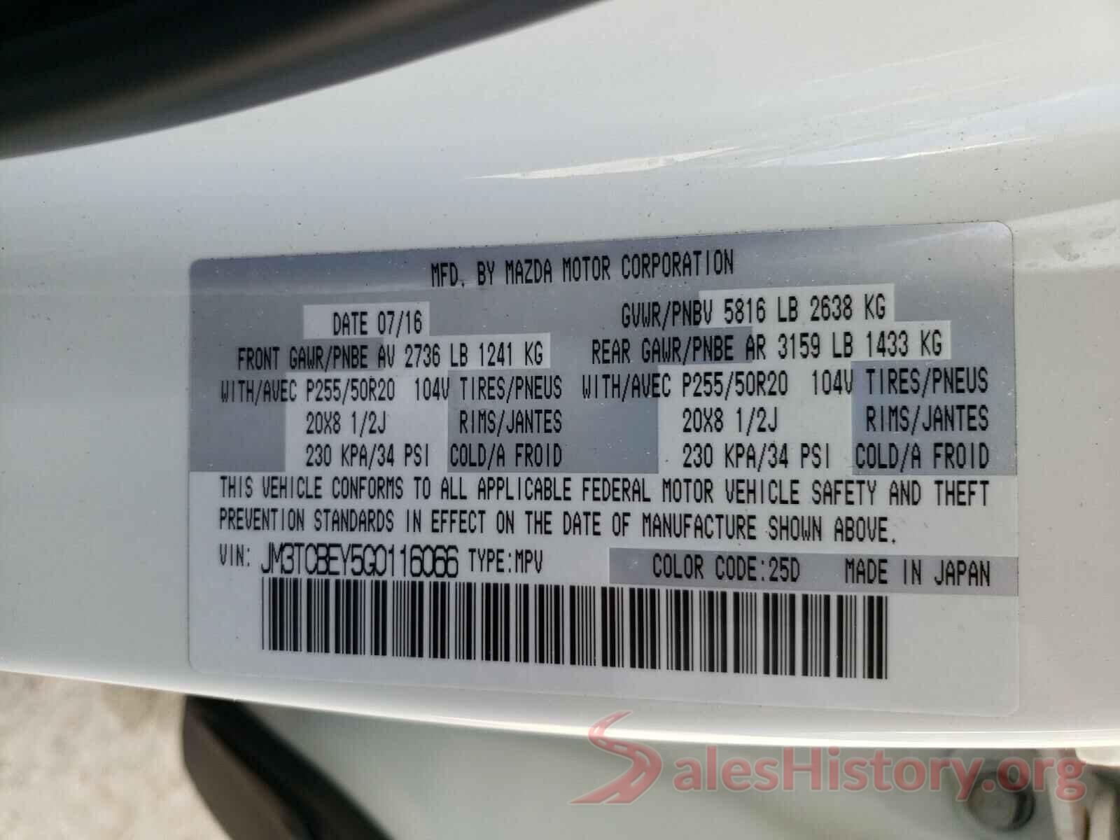 JM3TCBEY5G0116066 2016 MAZDA CX-9