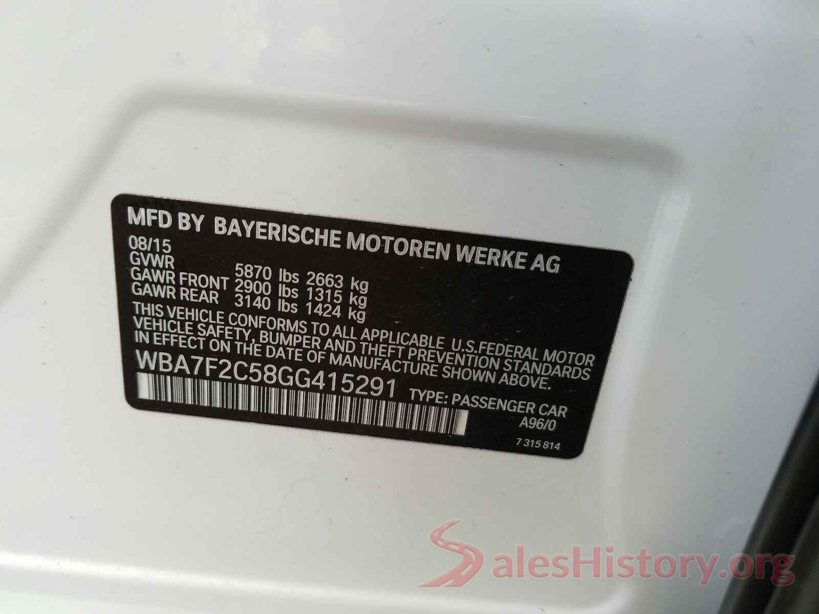 WBA7F2C58GG415291 2016 BMW 7 SERIES