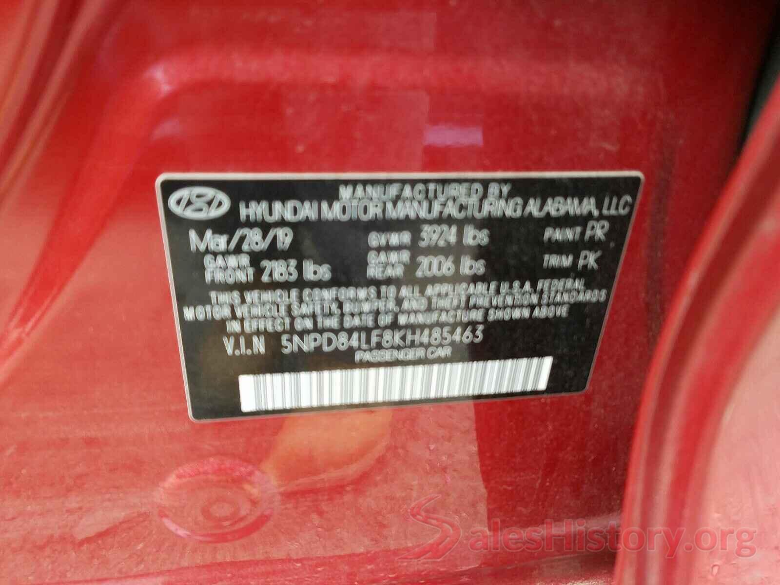 5NPD84LF8KH485463 2019 HYUNDAI ELANTRA