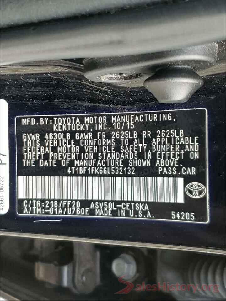 4T1BF1FK6GU532132 2016 TOYOTA CAMRY