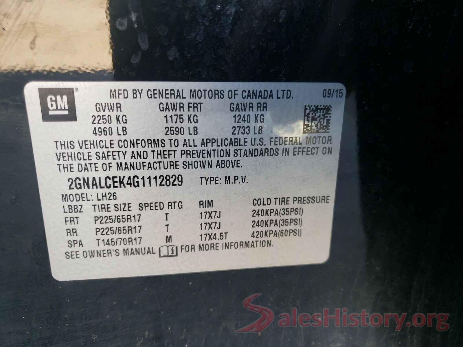 2GNALCEK4G1112829 2016 CHEVROLET EQUINOX