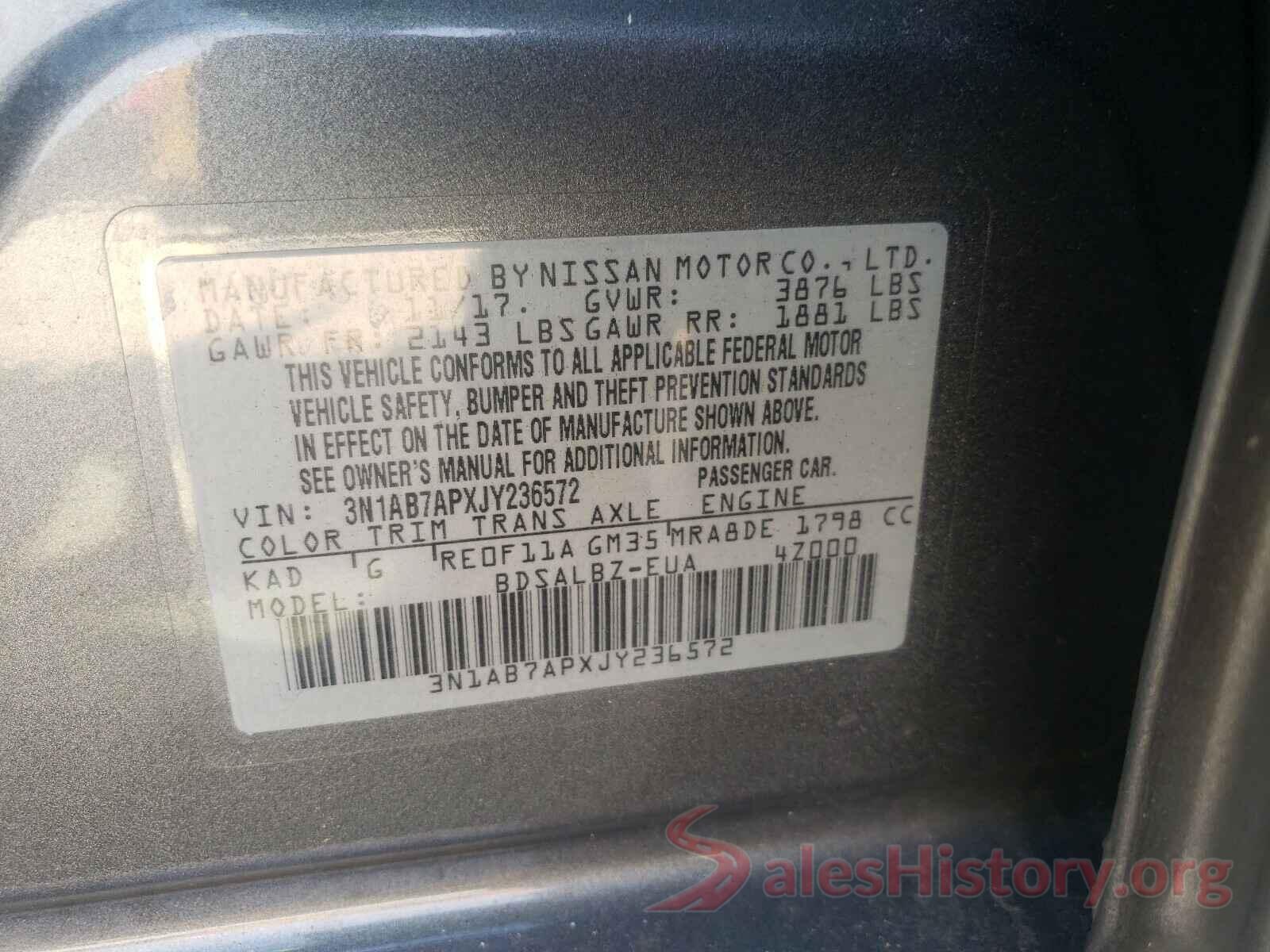 3N1AB7APXJY236572 2018 NISSAN SENTRA