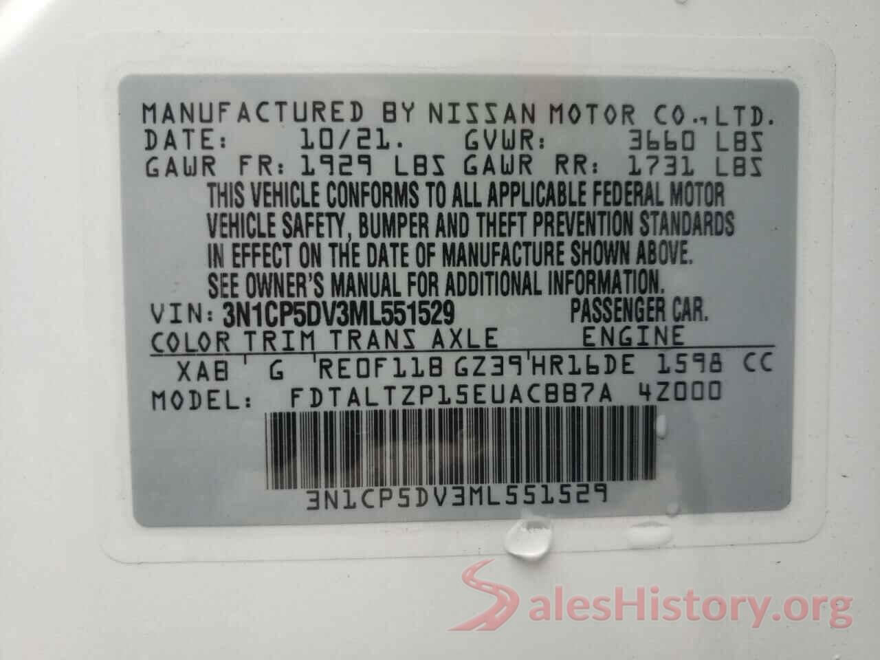 3N1CP5DV3ML551529 2021 NISSAN KICKS