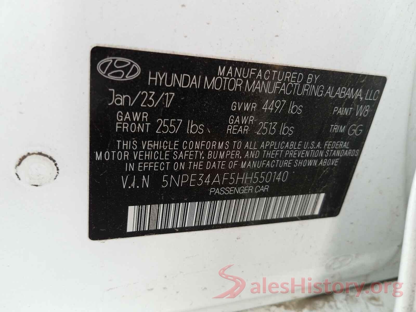 5NPE34AF5HH550140 2017 HYUNDAI SONATA