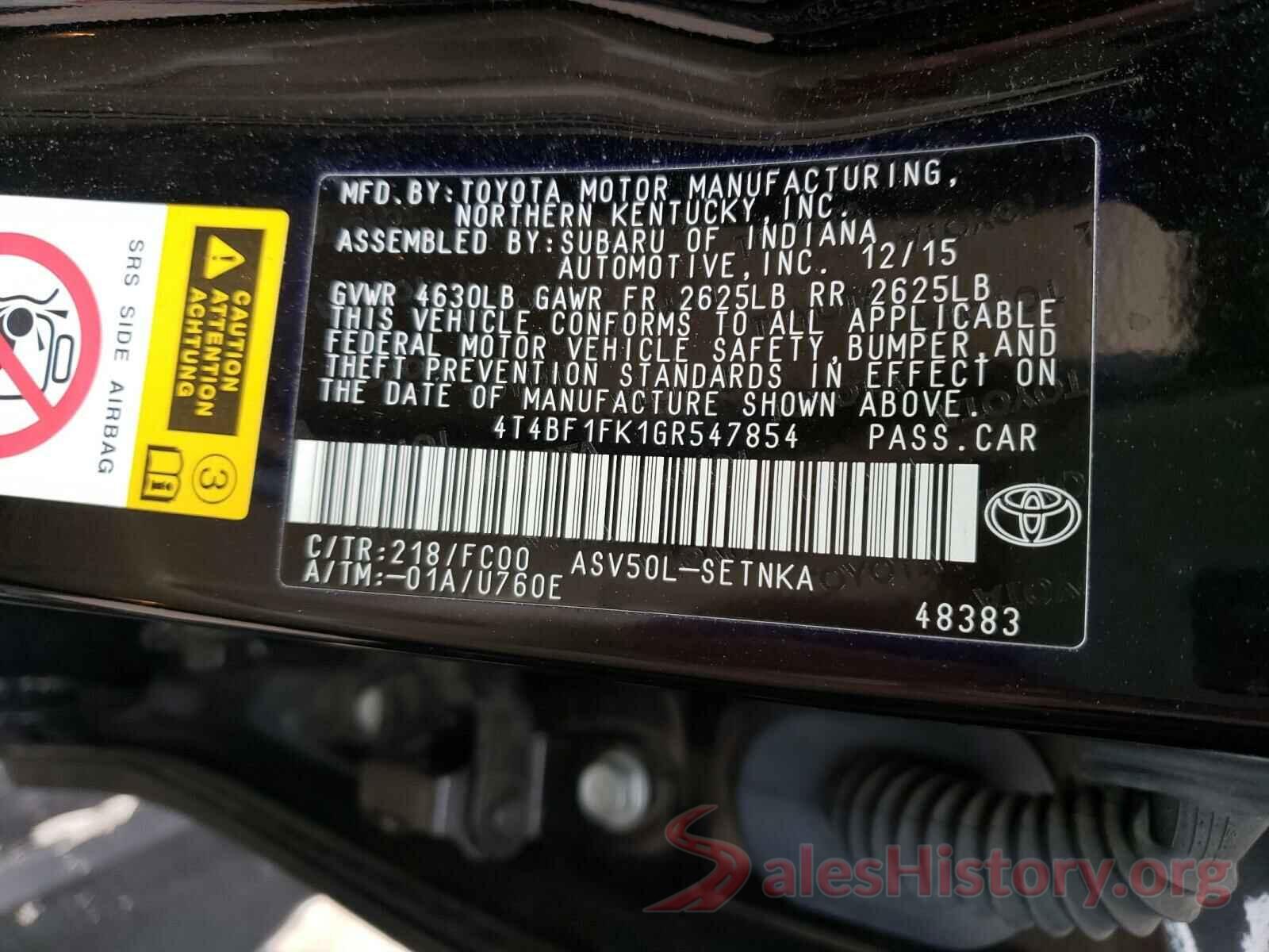 4T4BF1FK1GR547854 2016 TOYOTA CAMRY