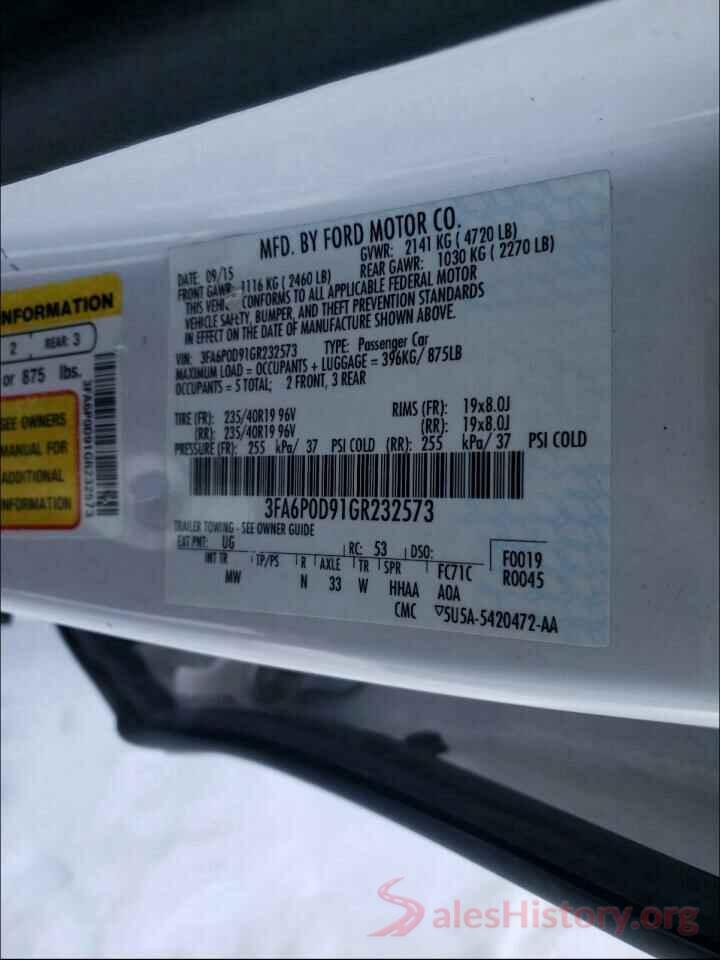 3FA6P0D91GR232573 2016 FORD FUSION