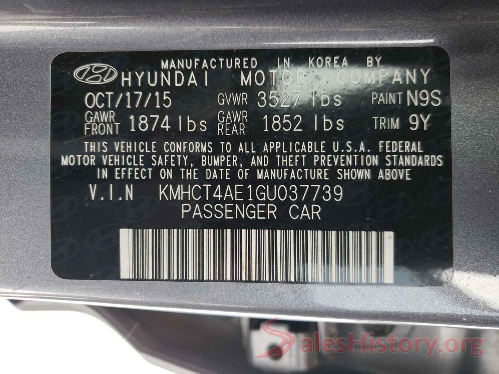 KMHCT4AE1GU037739 2016 HYUNDAI ACCENT