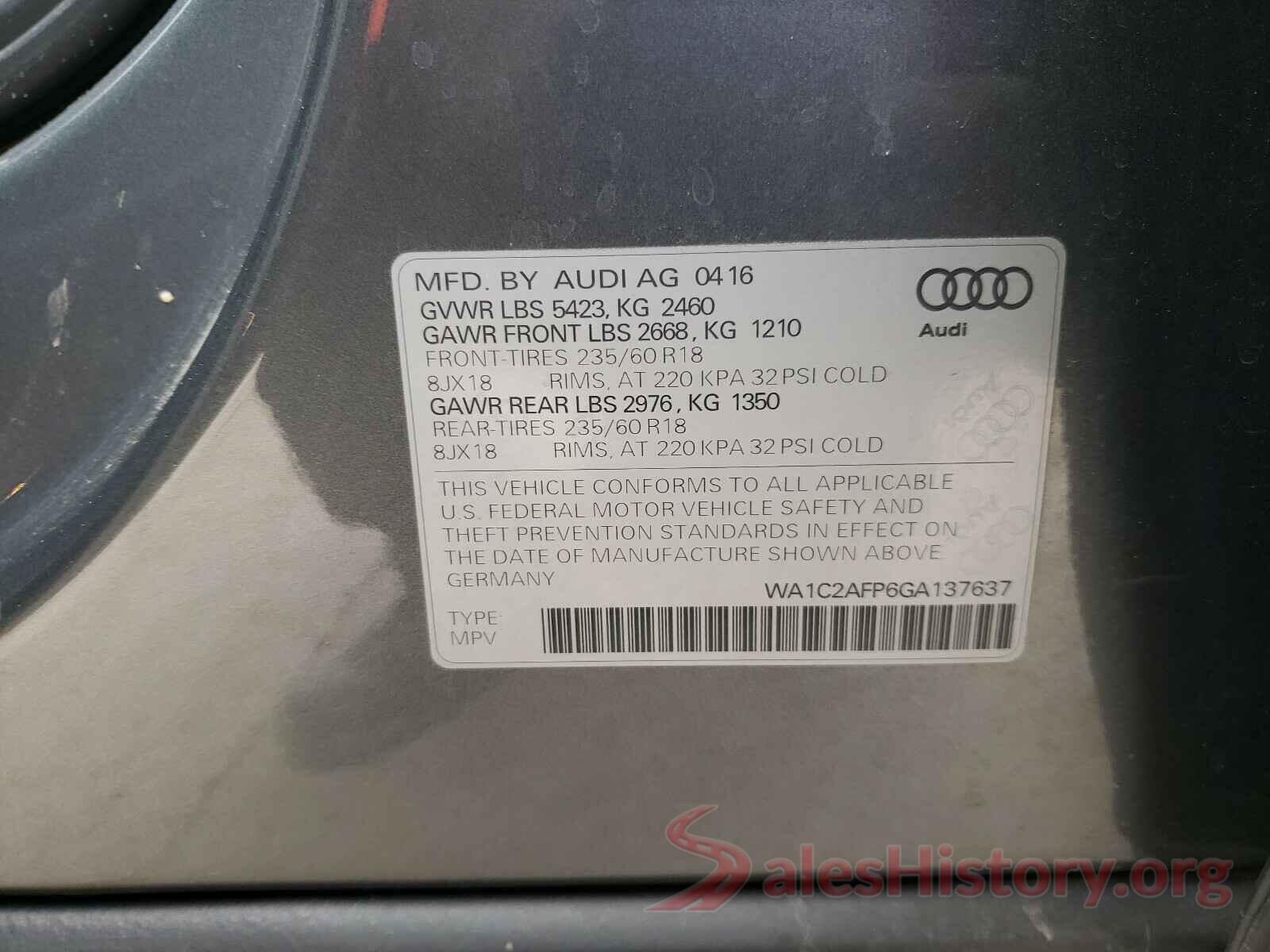 WA1C2AFP6GA137637 2016 AUDI Q5