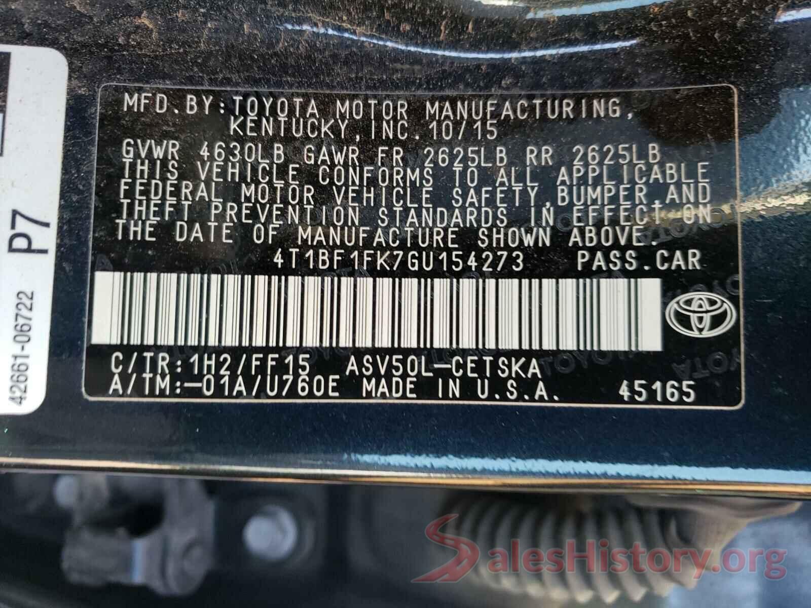 4T1BF1FK7GU154273 2016 TOYOTA CAMRY