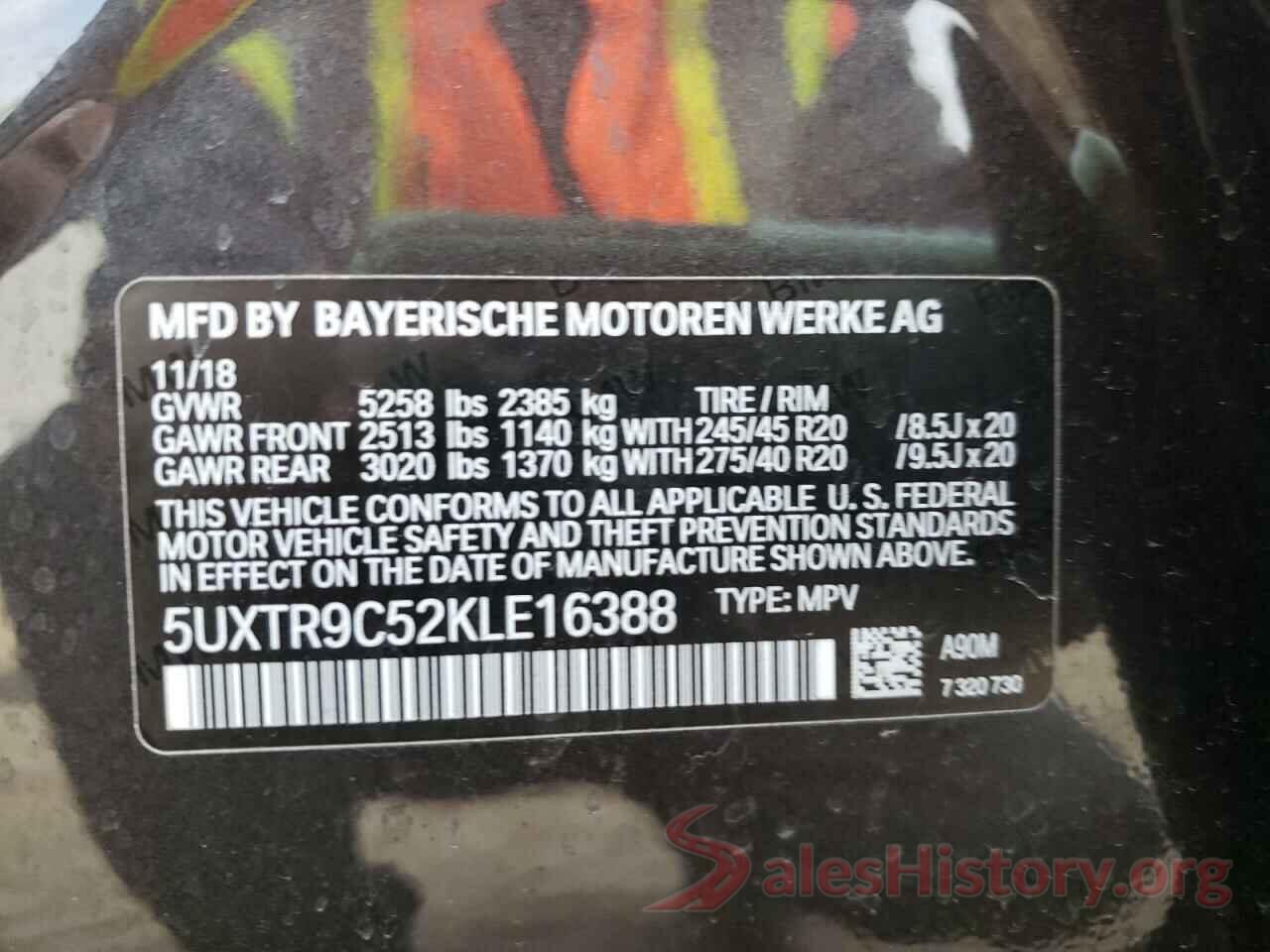 5UXTR9C52KLE16388 2019 BMW X3