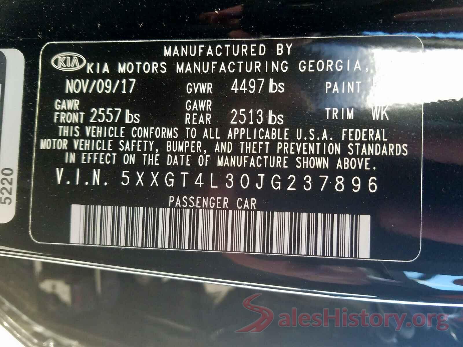 5XXGT4L30JG237896 2018 KIA OPTIMA