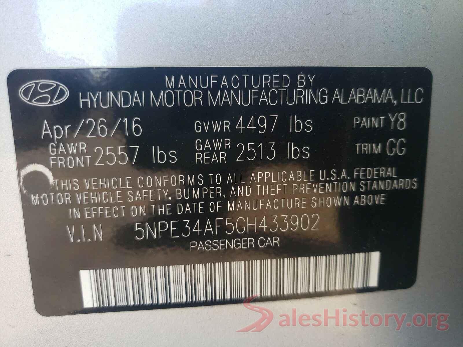 5NPE34AF5GH433902 2016 HYUNDAI SONATA