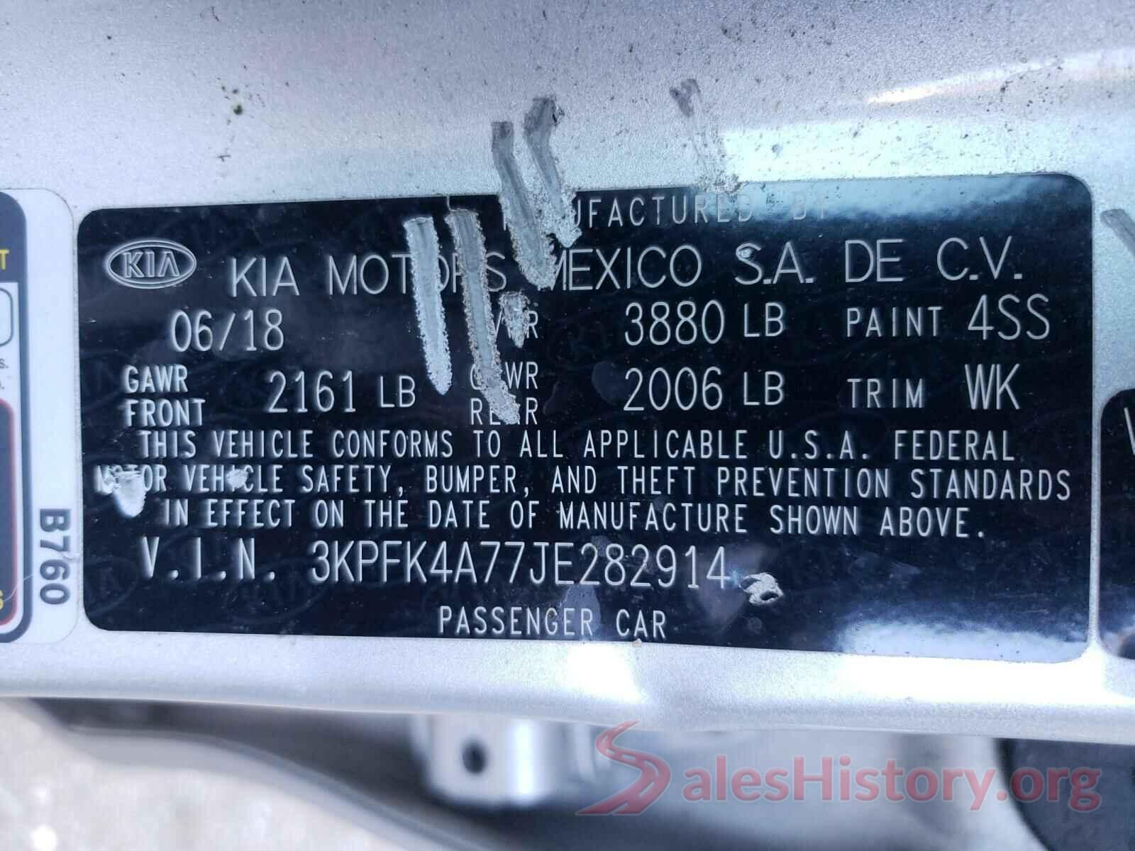 3KPFK4A77JE282914 2018 KIA FORTE