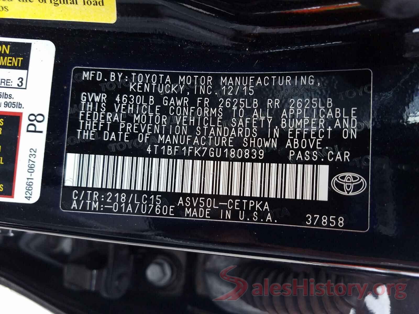 4T1BF1FK7GU180839 2016 TOYOTA CAMRY