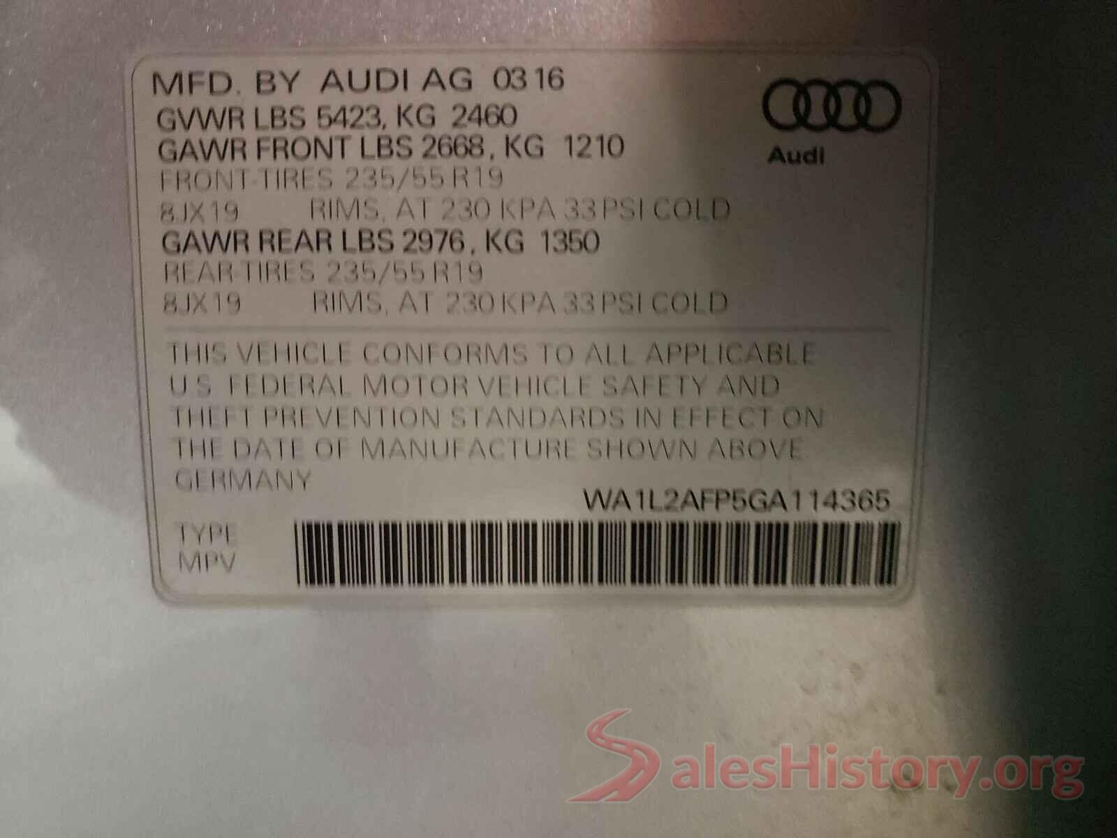 WA1L2AFP5GA114365 2016 AUDI Q5