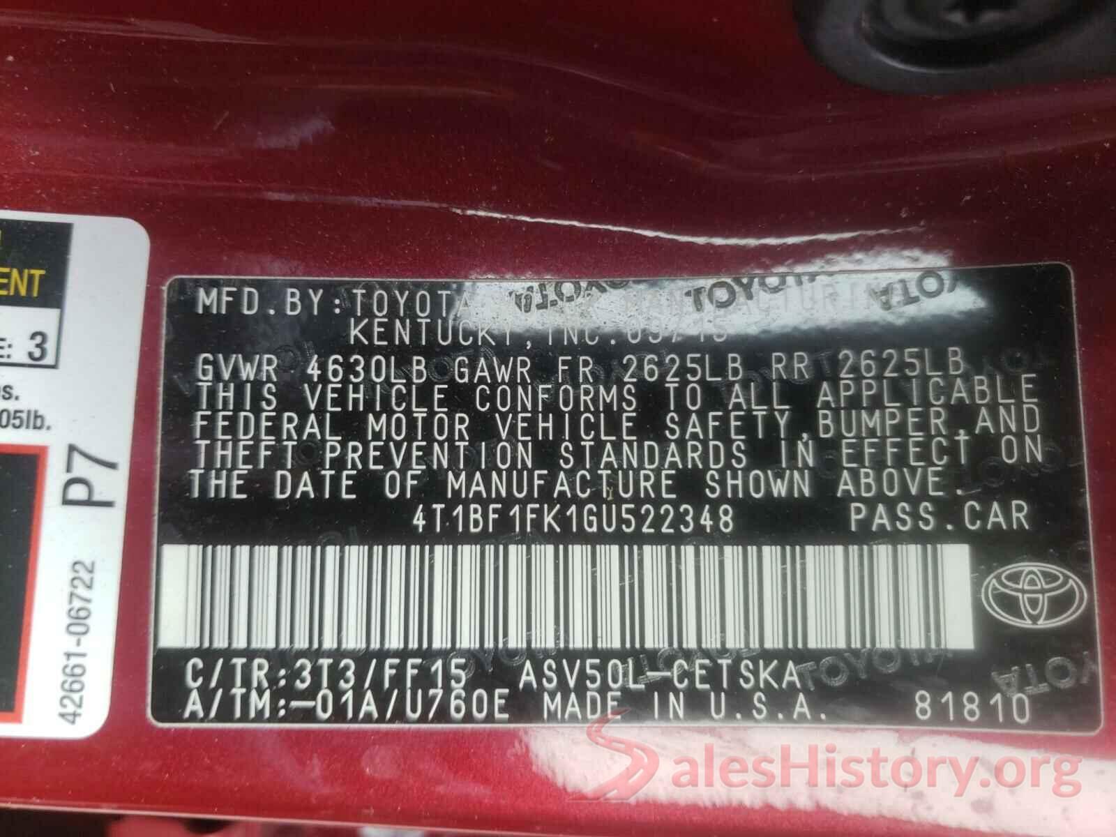 4T1BF1FK1GU522348 2016 TOYOTA CAMRY