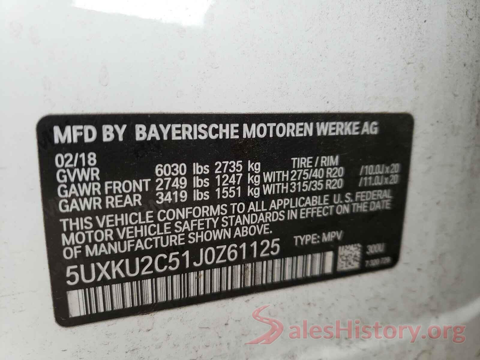 5UXKU2C51J0Z61125 2018 BMW X6