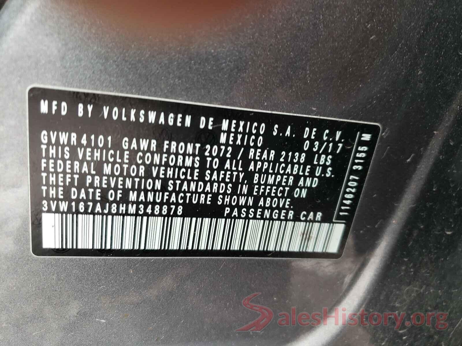 3VW167AJ8HM348878 2017 VOLKSWAGEN JETTA