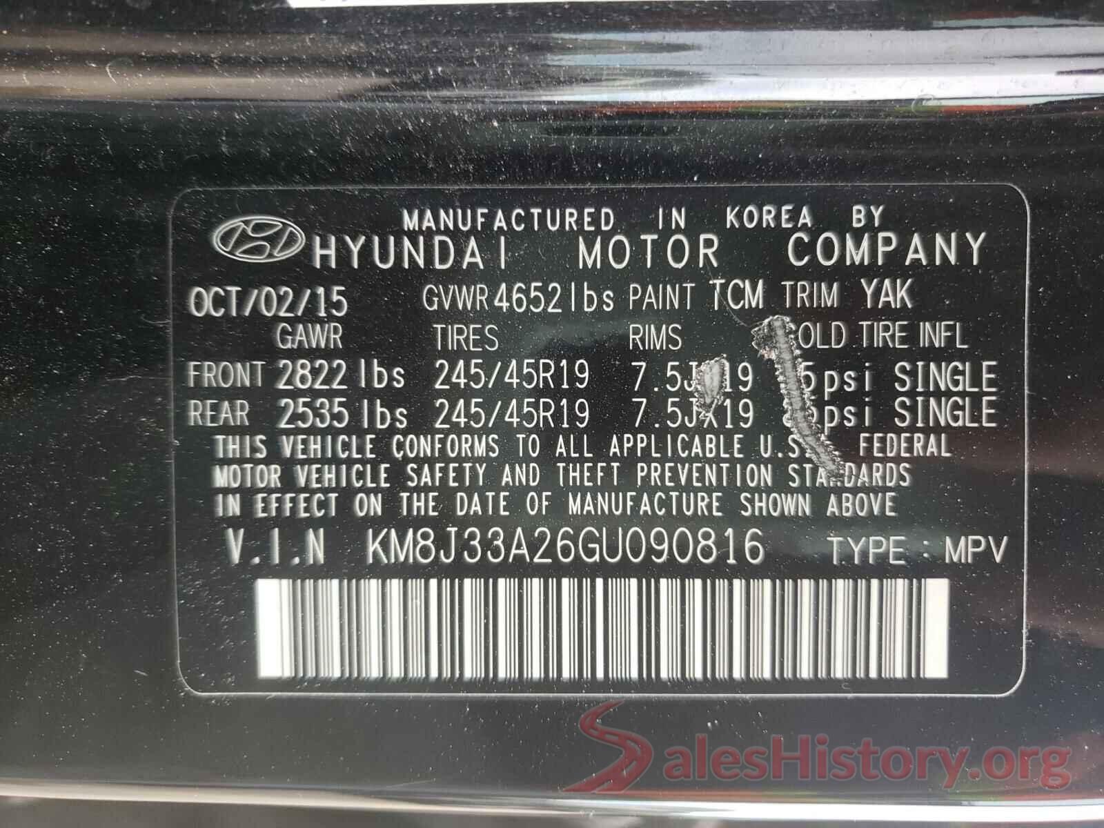 KM8J33A26GU090816 2016 HYUNDAI TUCSON