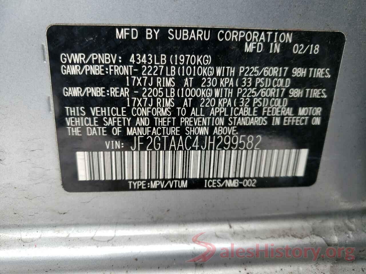 JF2GTAAC4JH299582 2018 SUBARU CROSSTREK