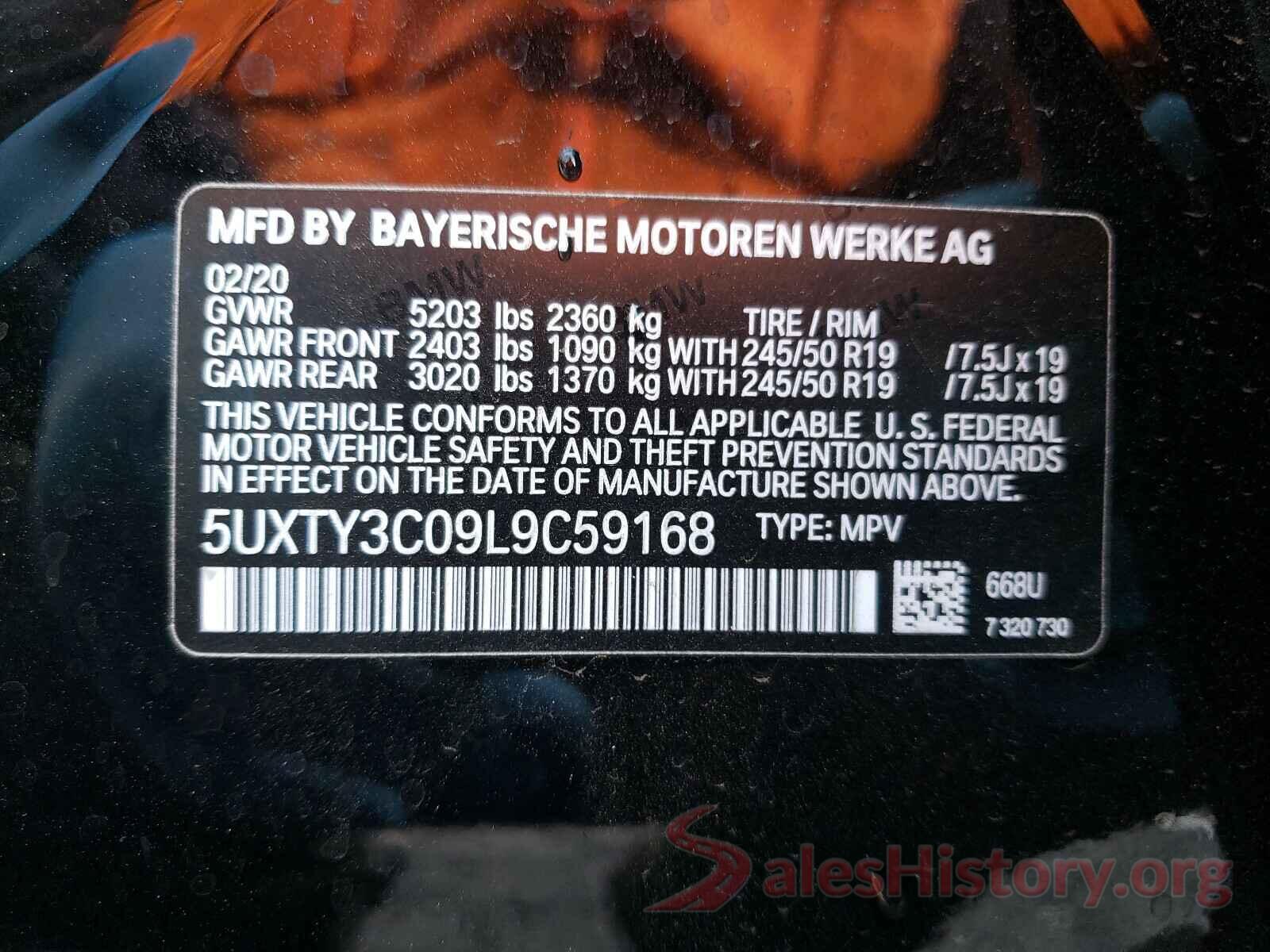 5UXTY3C09L9C59168 2020 BMW X3