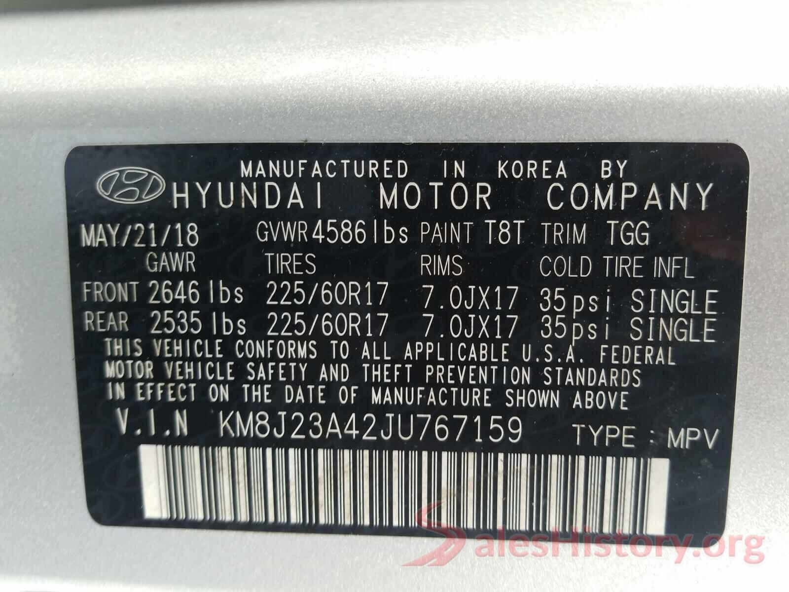 KM8J23A42JU767159 2018 HYUNDAI TUCSON