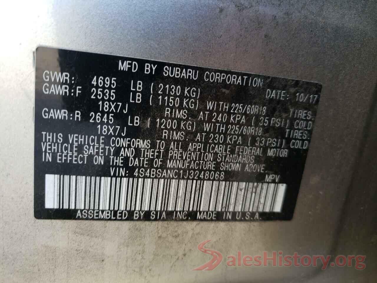 4S4BSANC1J3248068 2018 SUBARU OUTBACK