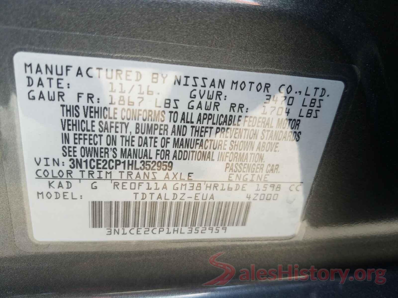 3N1CE2CP1HL352959 2017 NISSAN VERSA