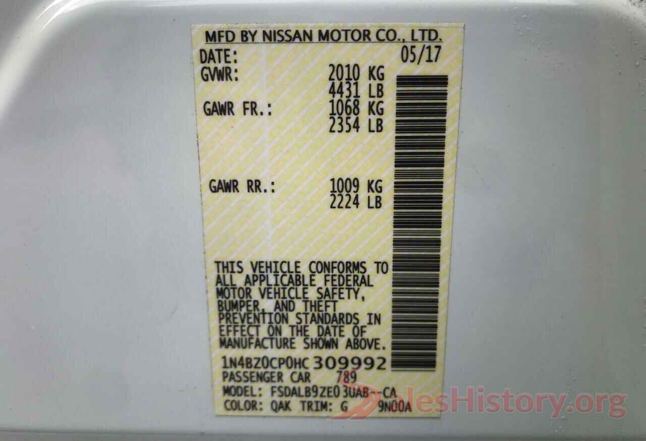 1N4BZ0CP0HC309992 2017 NISSAN LEAF