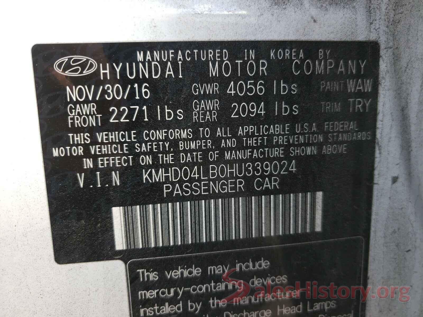 KMHD04LB0HU339024 2017 HYUNDAI ELANTRA